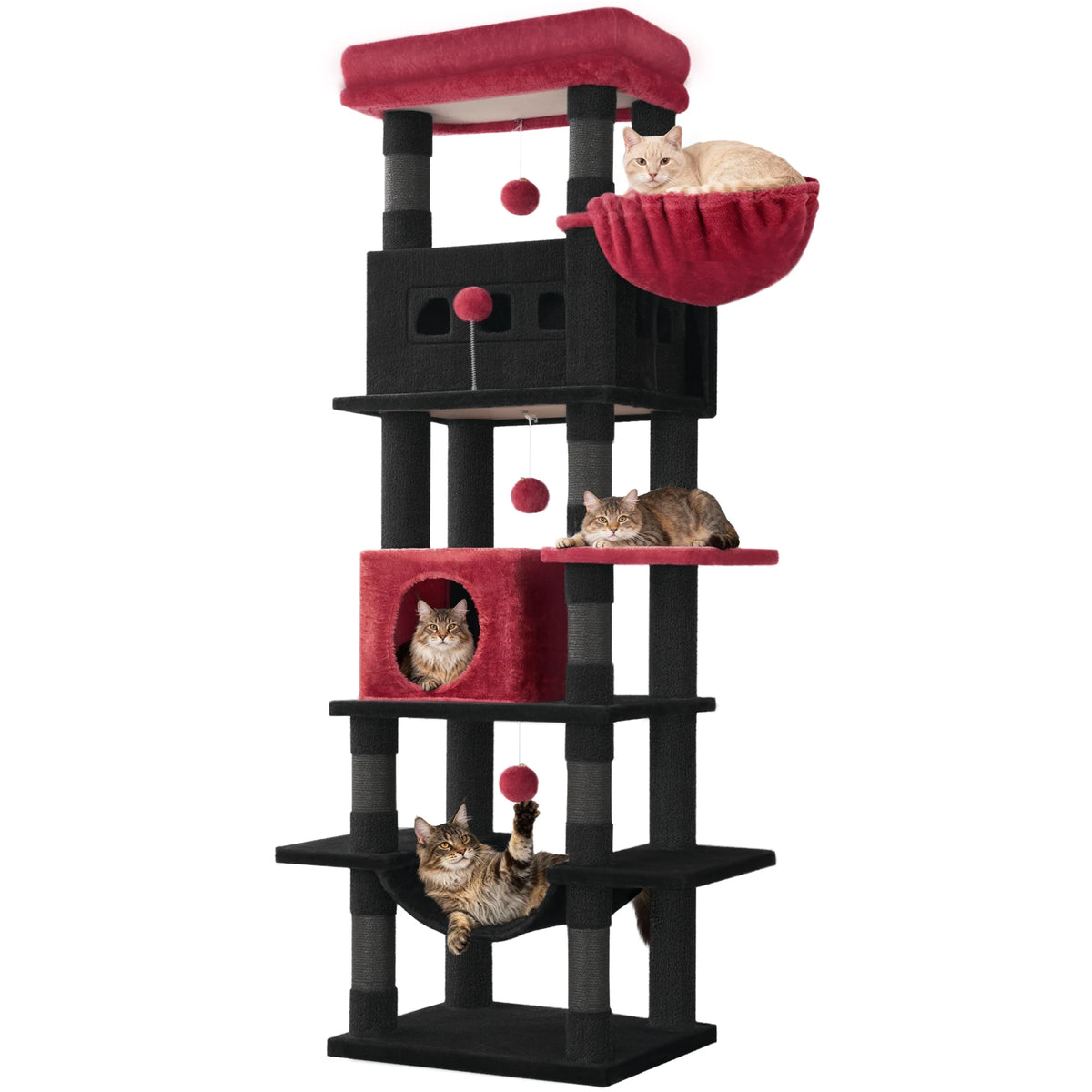 Cat Tree 170 cm – Multi-Level Tower with Caves & Scratching Posts