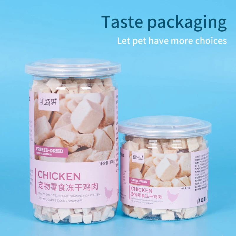 Freeze-Dried Cat & Dog Snacks – Chicken Pellets & Grain Cans