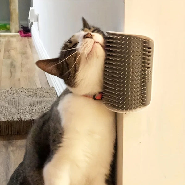 Wall-Mounted Cat Self-Groomer & Massage Brush – M/L for Cats & Kittens
