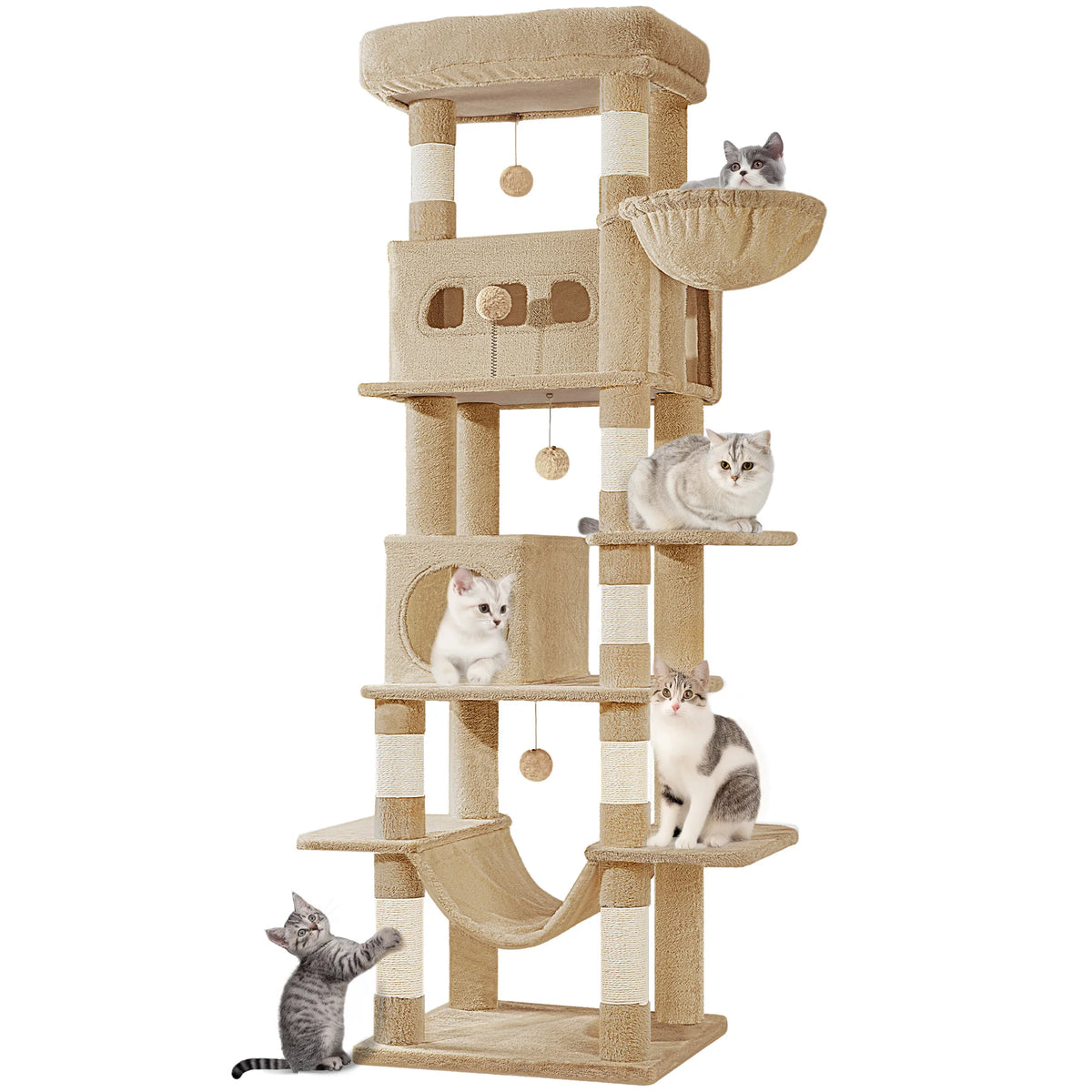 Cat Tree 170 cm – Multi-Level Tower with Caves & Scratching Posts