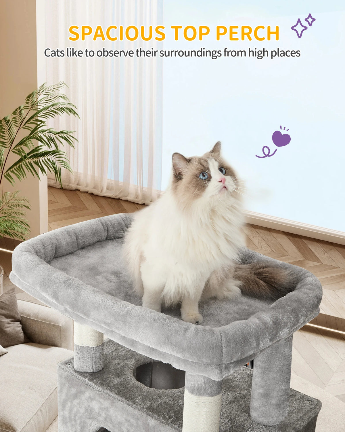 Cat Tree 170 cm – Multi-Level Tower with Caves & Scratching Posts