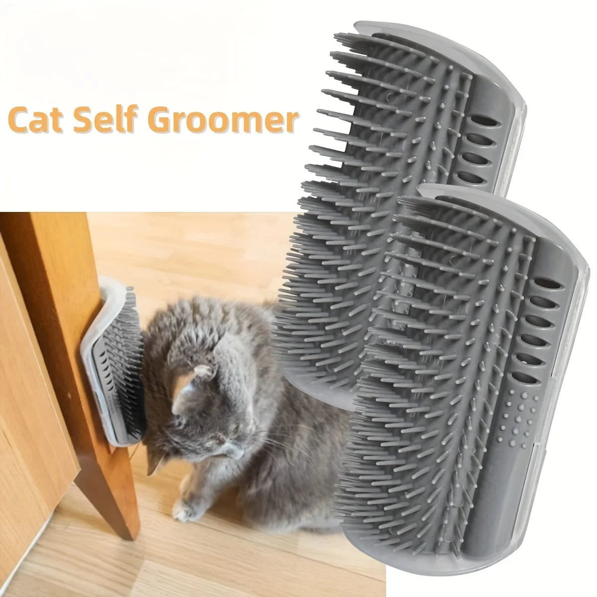 Wall-Mounted Cat Self-Groomer & Massage Brush – M/L for Cats & Kittens