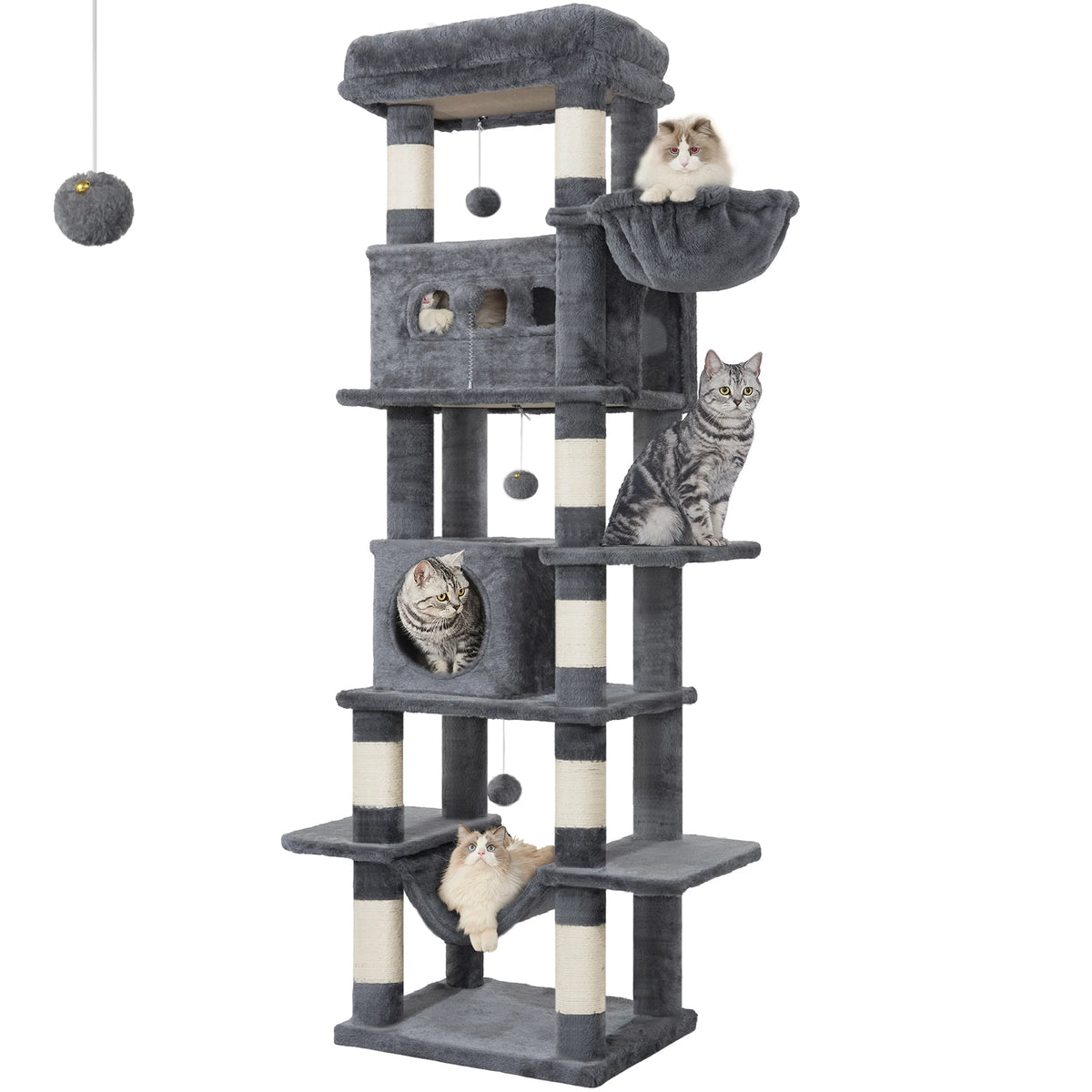 Cat Tree 170 cm – Multi-Level Tower with Caves & Scratching Posts