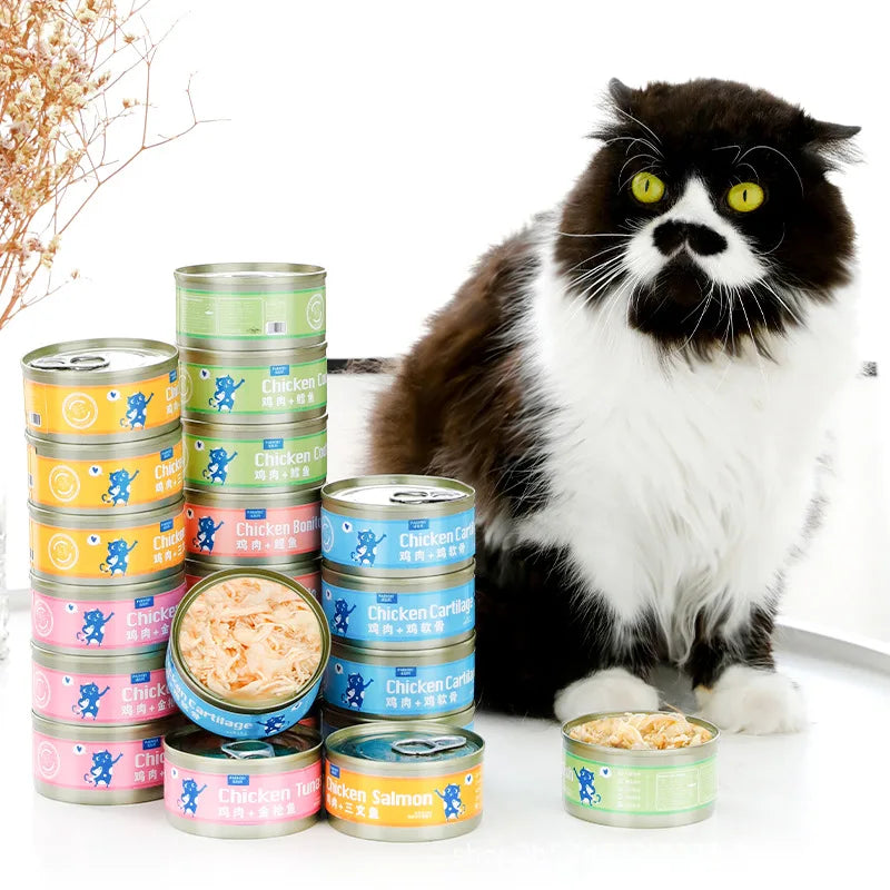 Cat Wet Food Snacks – White Meat Cans 85g x12