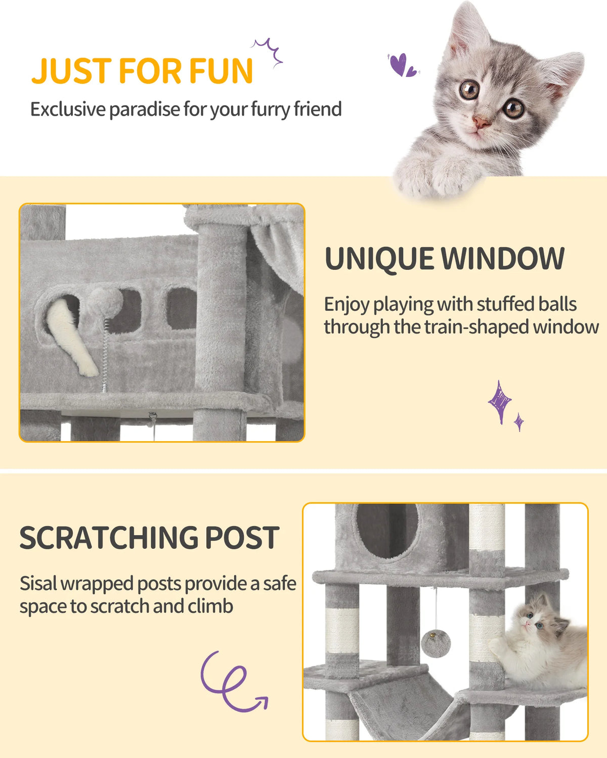 Cat Tree 170 cm – Multi-Level Tower with Caves & Scratching Posts